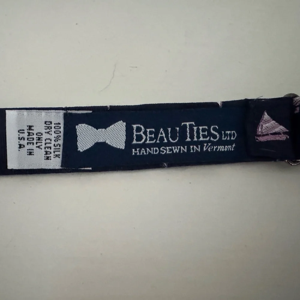 Beau Ties LTD- Navy Blue Sailboat Pattern Bow Tie
